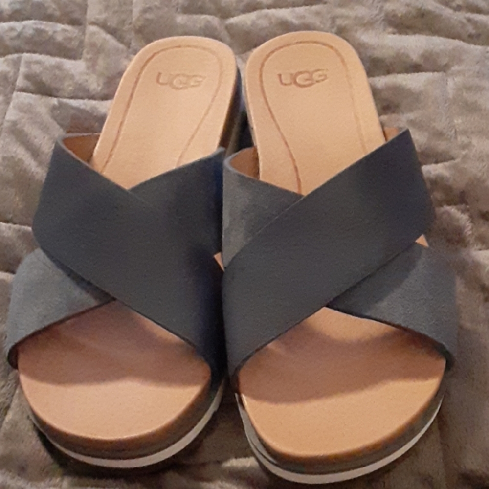 Authentic Leather UGG Sandles Navy Blue 7 NWOT